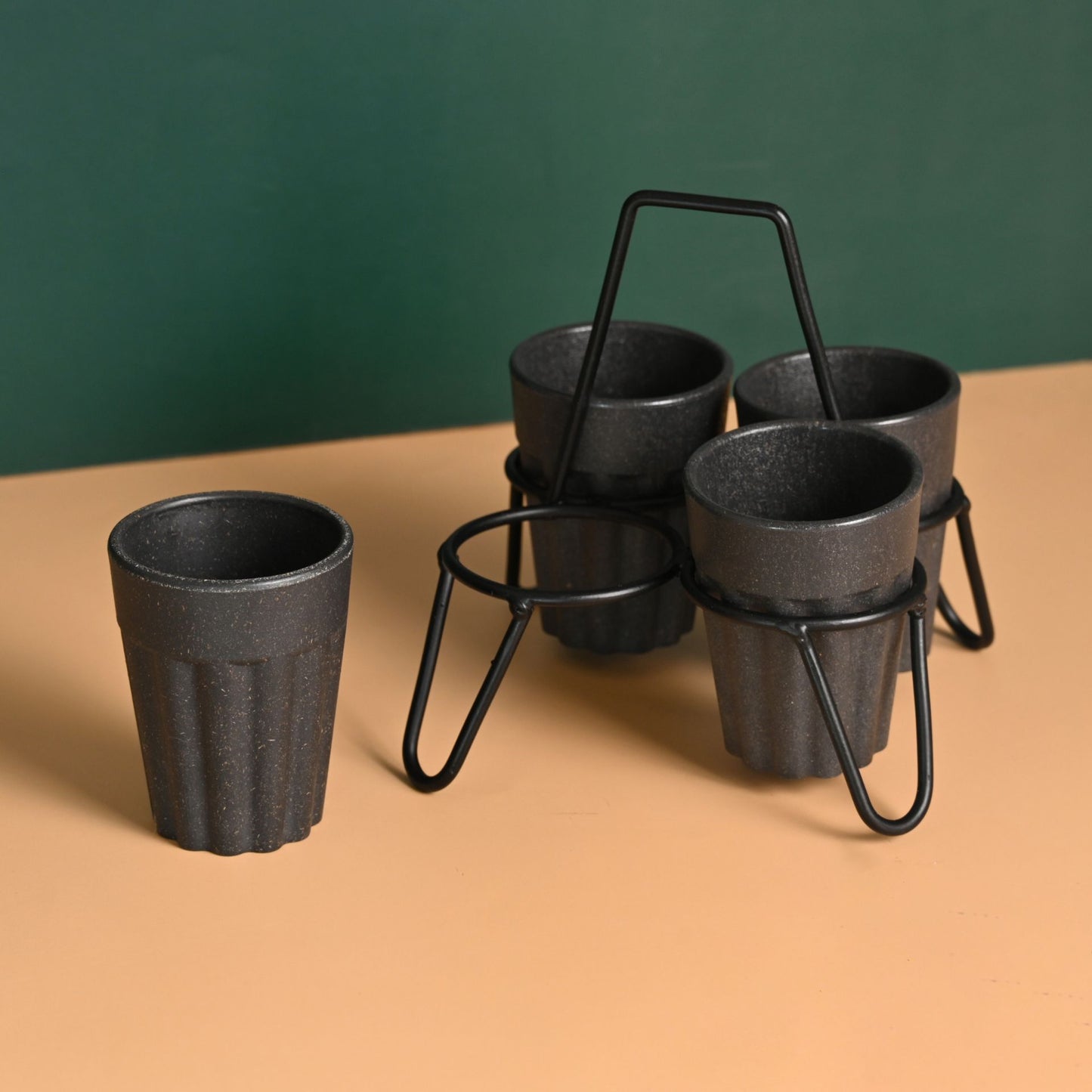 Cutting Chai Cups With Stand 100 ml 4 cup stand