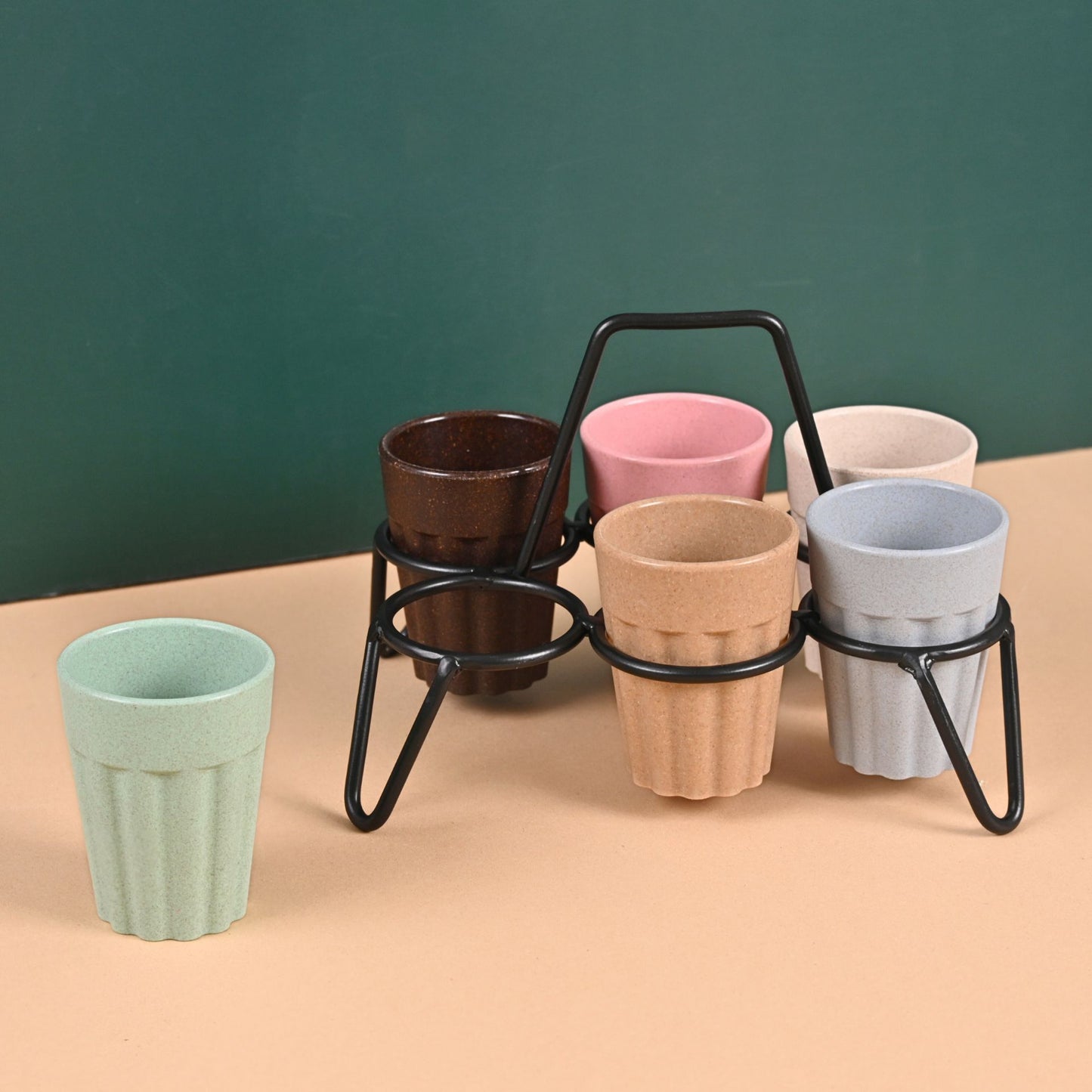 Cutting Chai Cups With Stand 100 ml , 6 cup stand