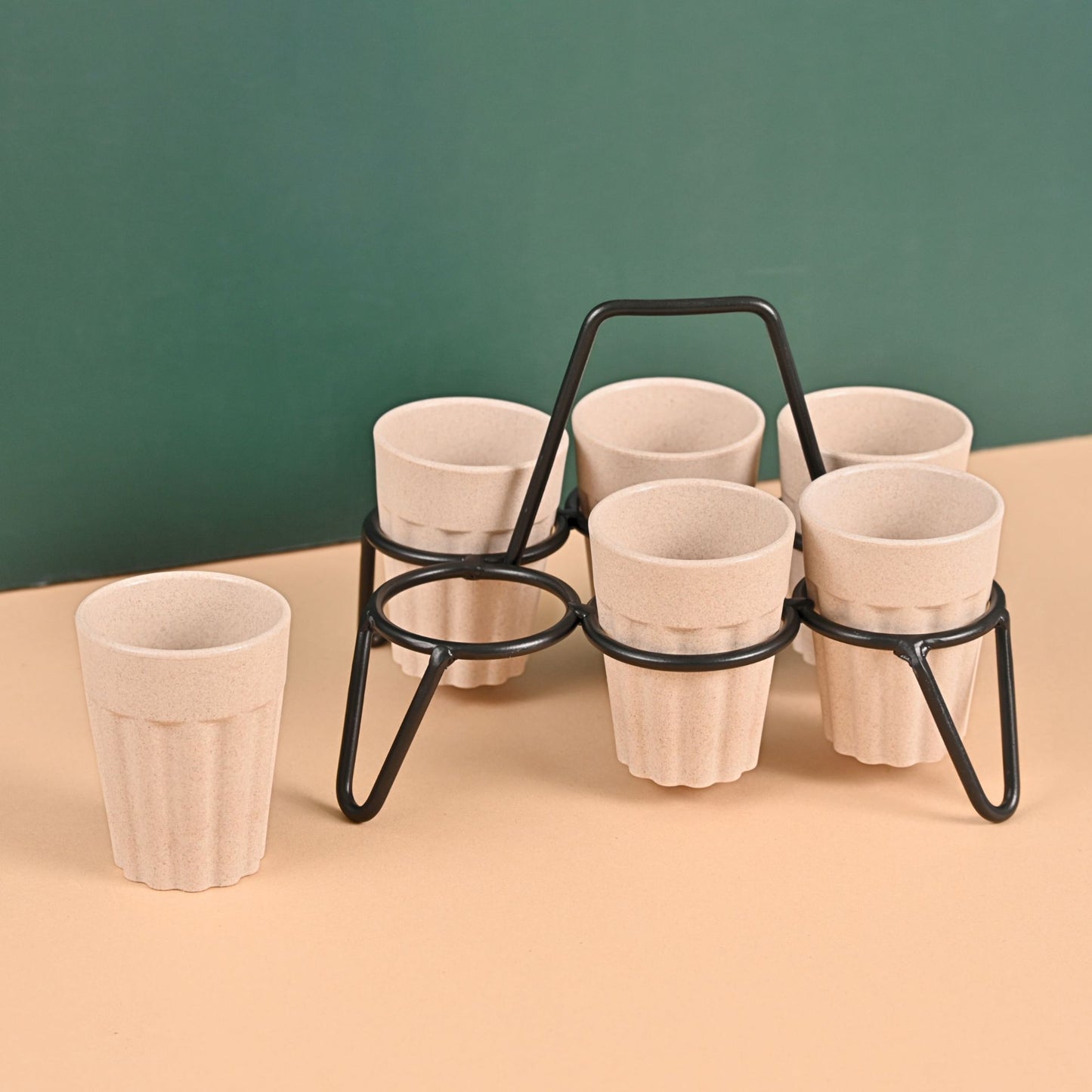 Cutting Chai Cups With Stand 100 ml , 6 cup stand