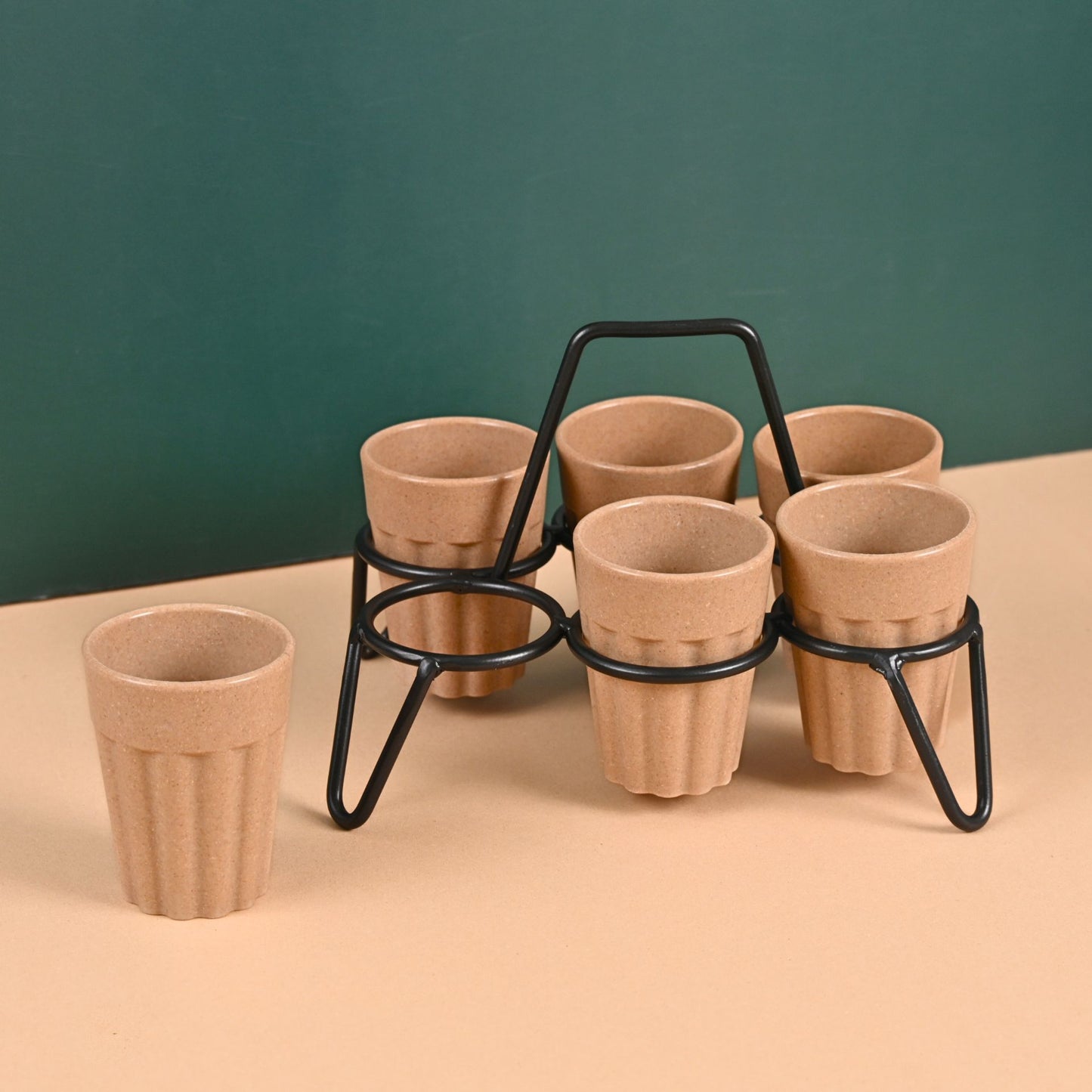 Cutting Chai Cups With Stand 100 ml , 6 cup stand