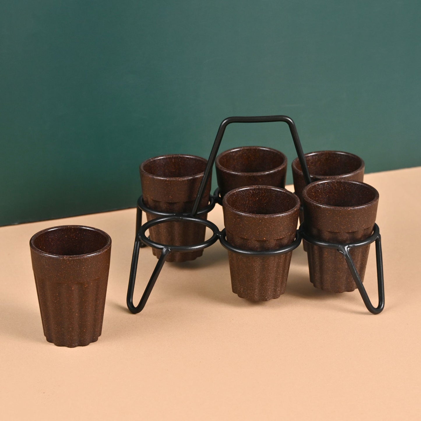 Cutting Chai Cups With Stand 100 ml , 6 cup stand