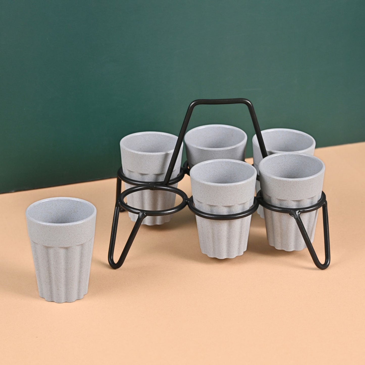 Cutting Chai Cups With Stand 100 ml , 6 cup stand