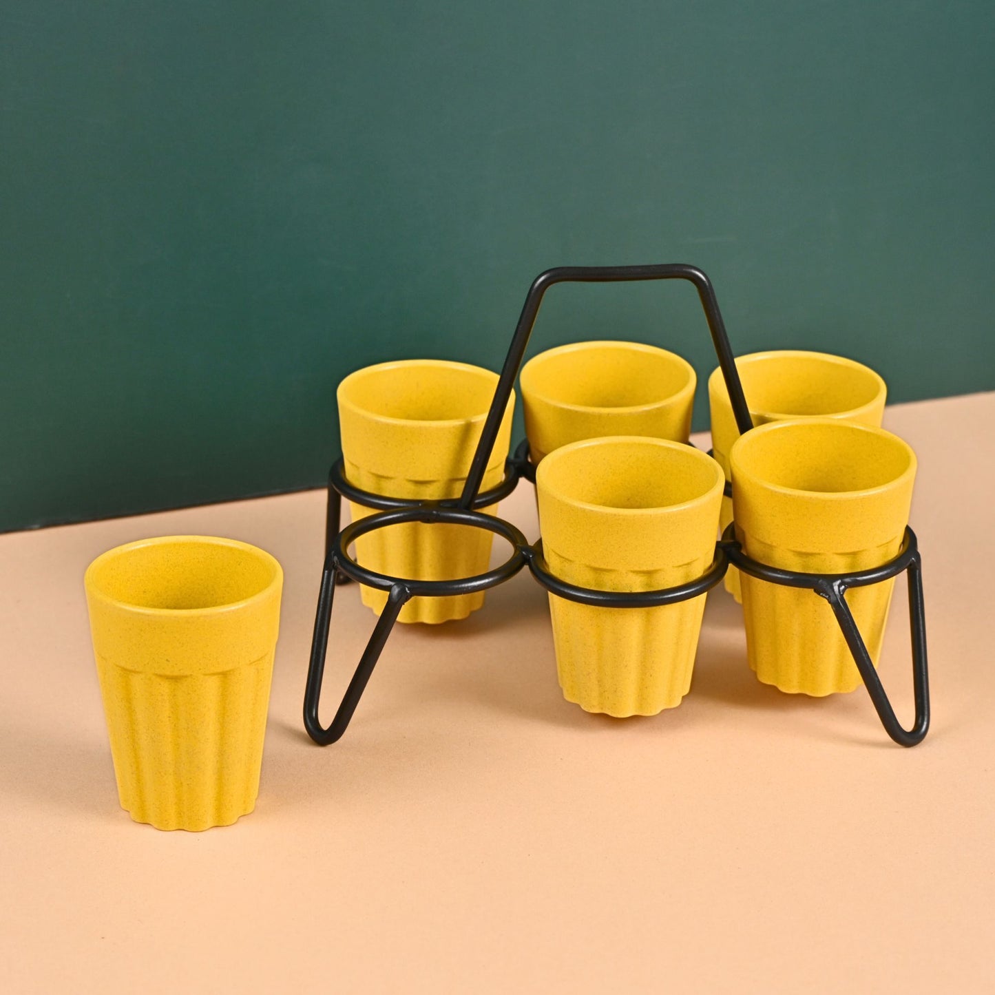 Cutting Chai Cups With Stand 100 ml , 6 cup stand