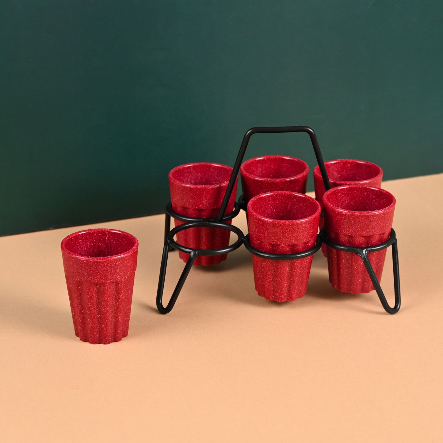 Cutting Chai Cups With Stand 100 ml , 6 cup stand