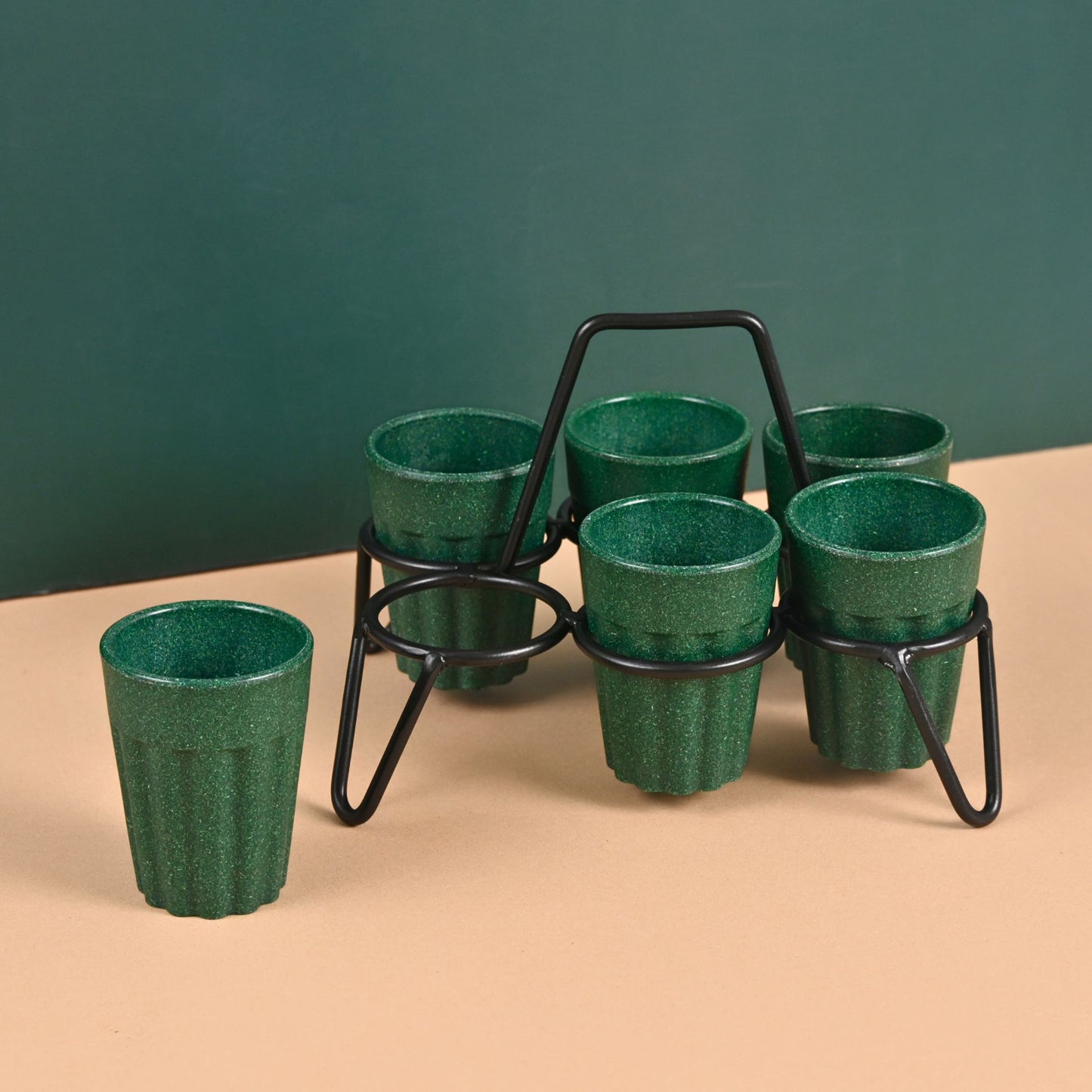 Cutting Chai Cups With Stand 100 ml , 6 cup stand