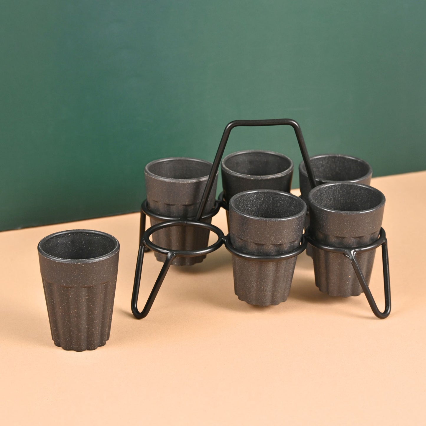Cutting Chai Cups With Stand 100 ml , 6 cup stand