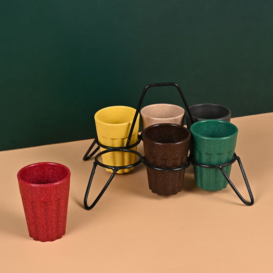 Cutting Chai Cups With Stand 100 ml , 6 cup stand