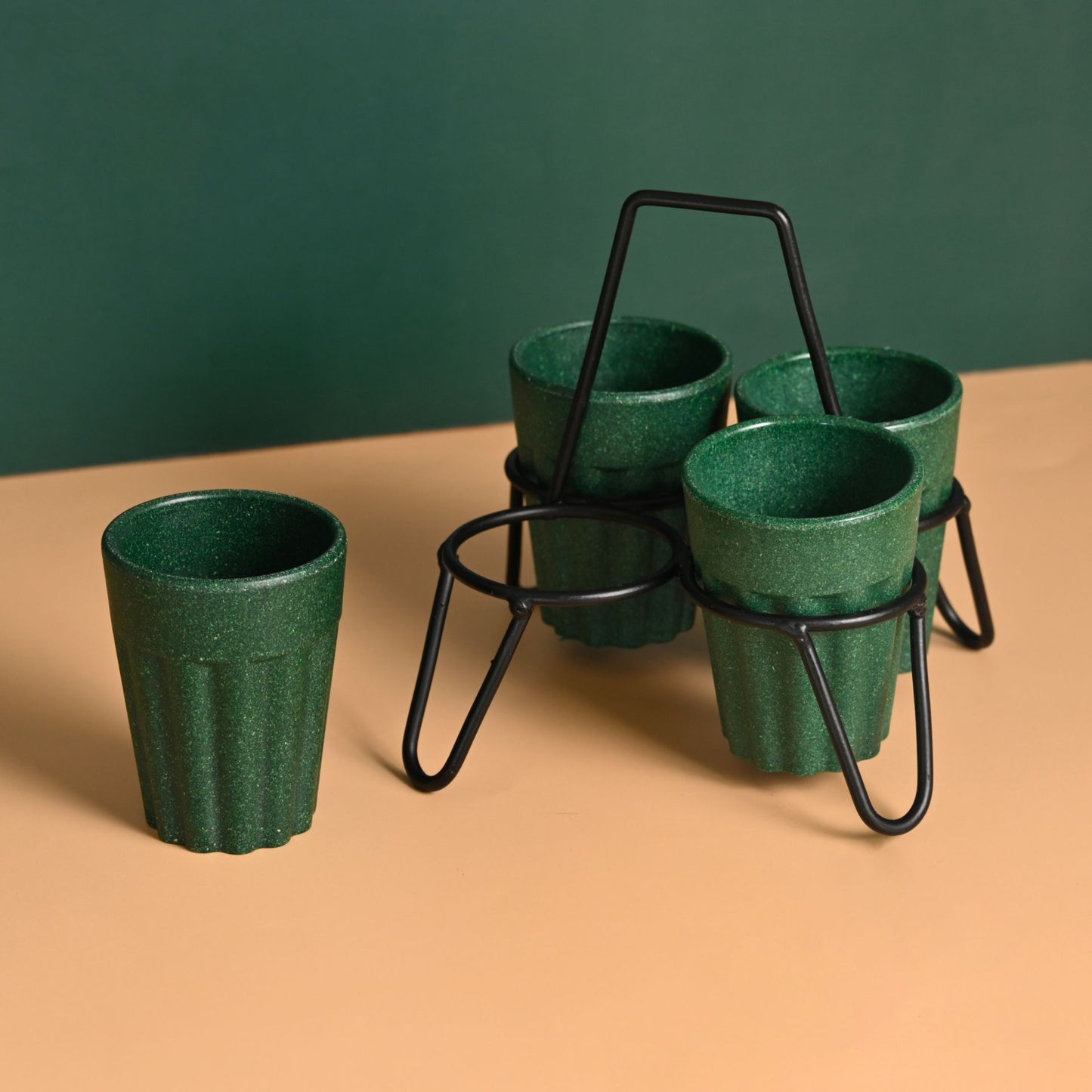 Cutting Chai Cups With Stand 100 ml 4 cup stand