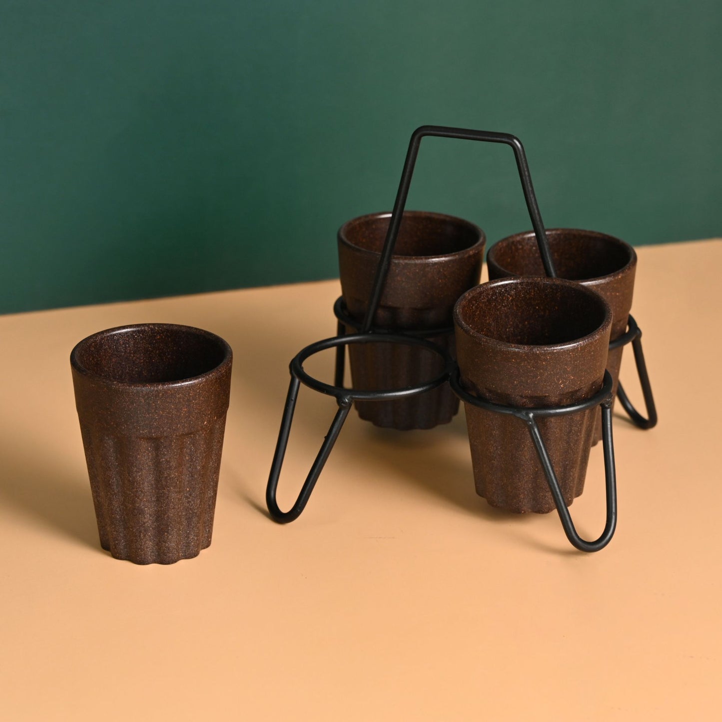 Cutting Chai Cups With Stand 100 ml 4 cup stand