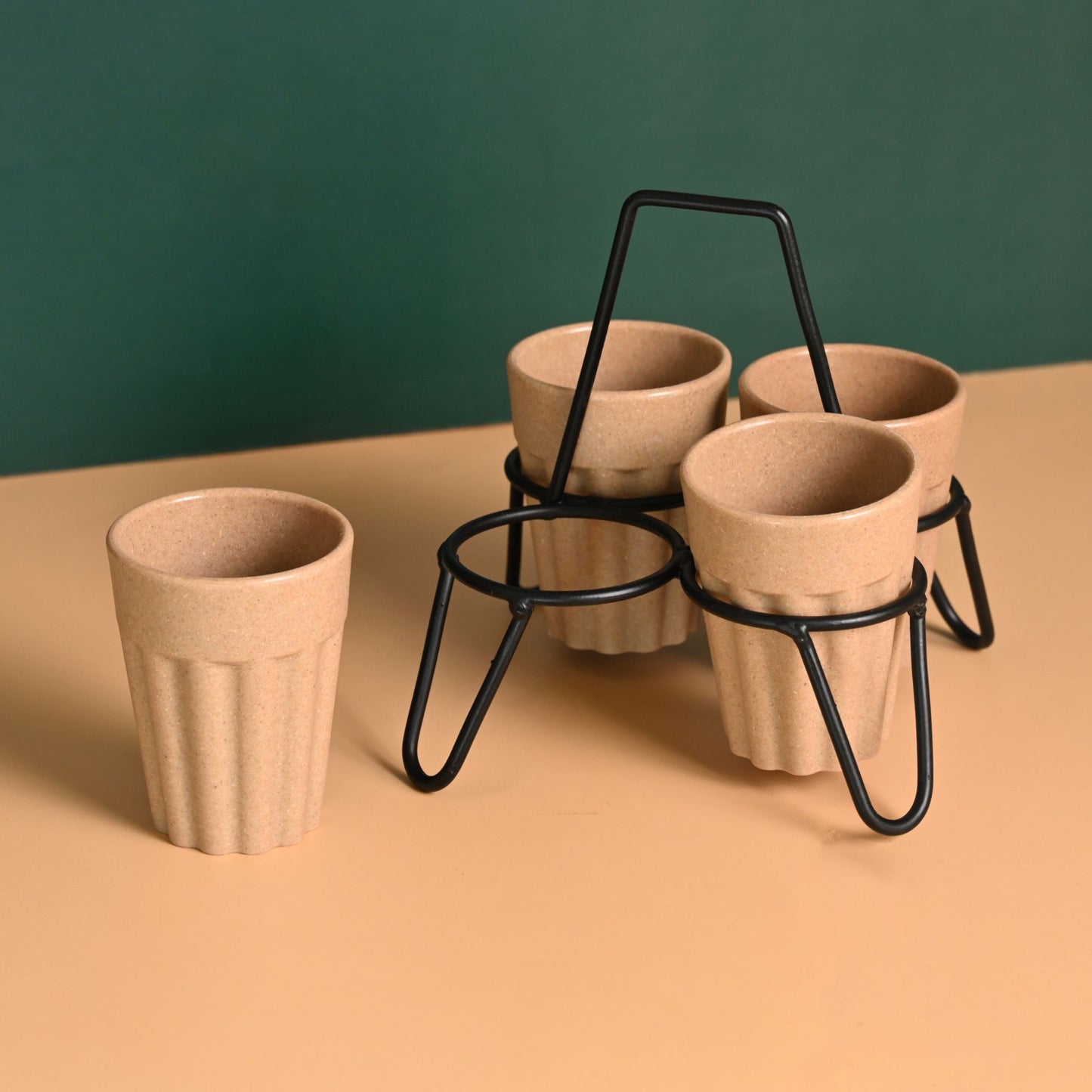 Cutting Chai Cups With Stand 100 ml 4 cup stand