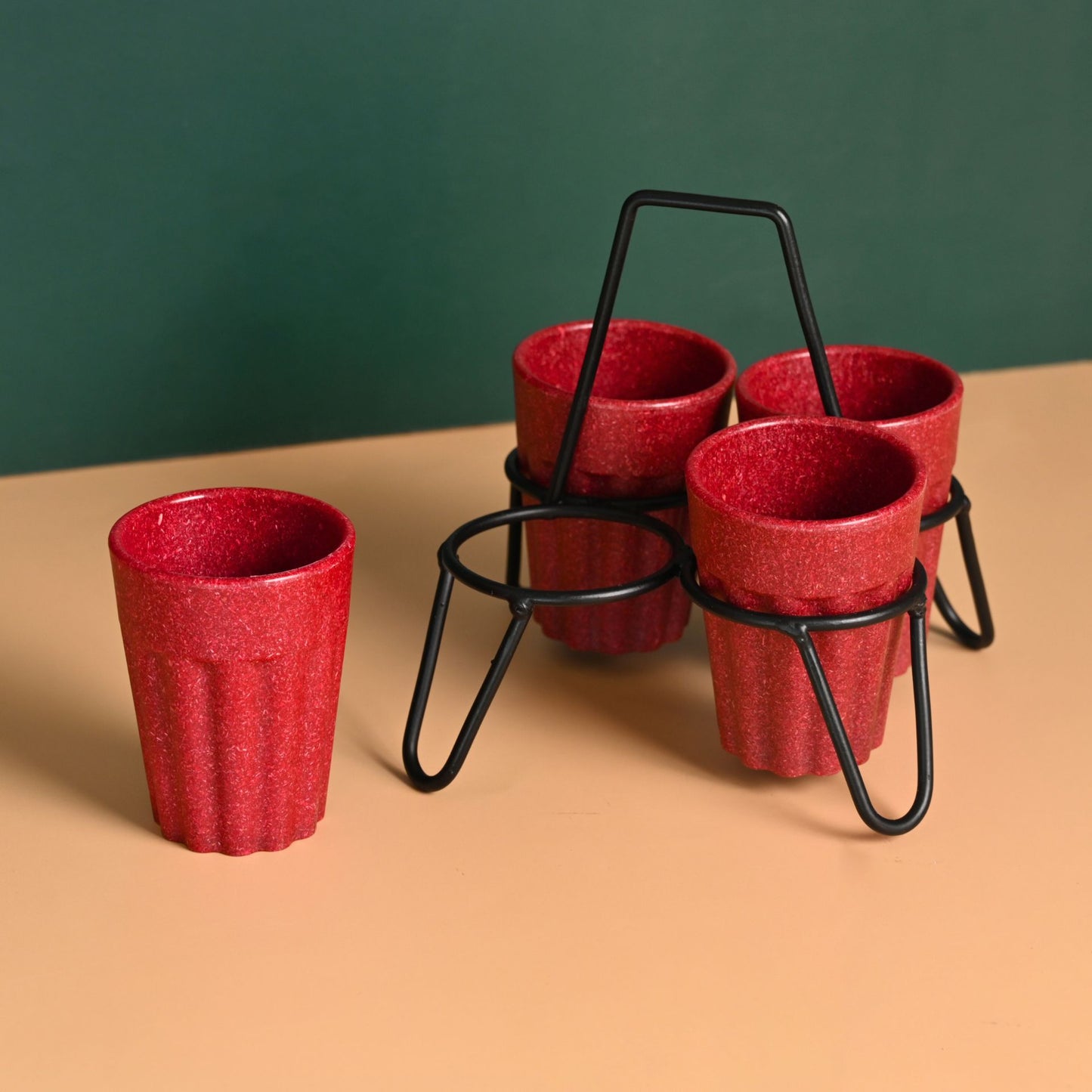 Cutting Chai Cups With Stand 100 ml 4 cup stand
