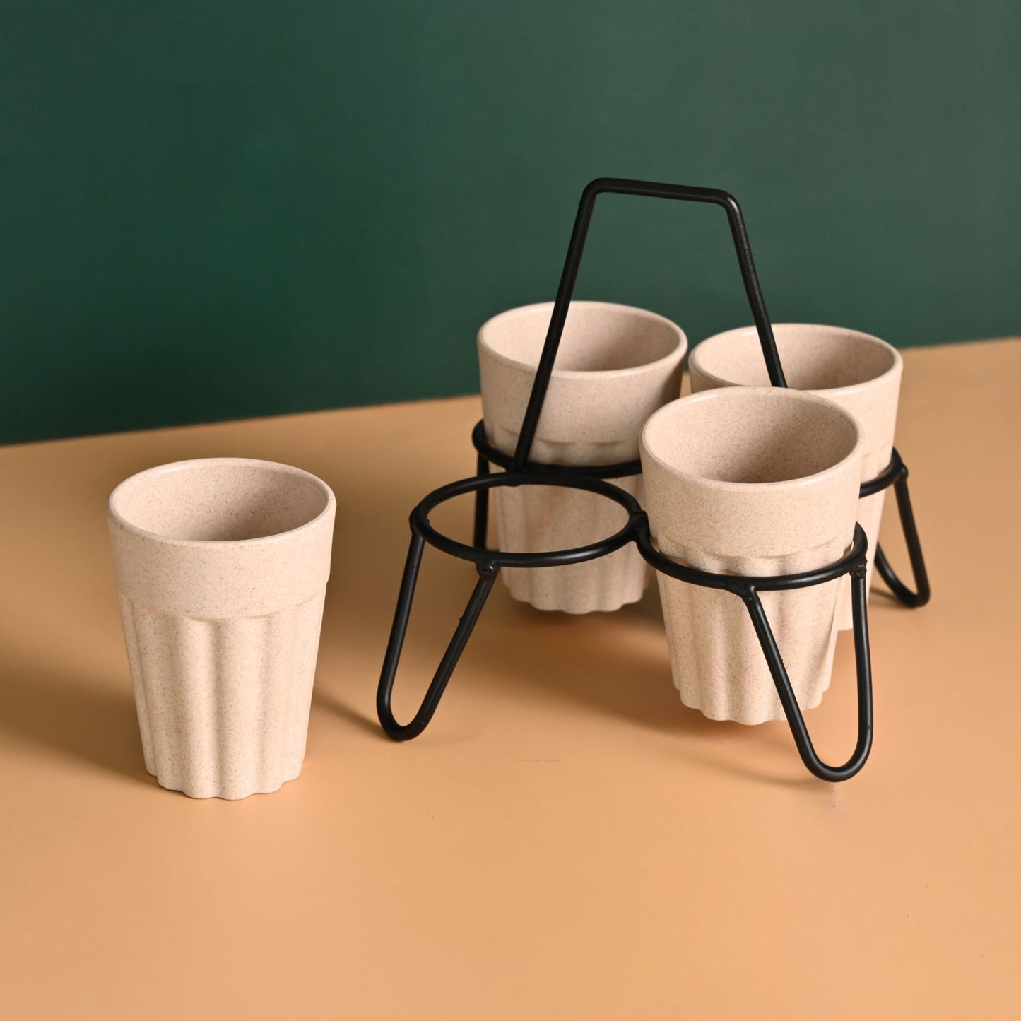 Cutting Chai Cups With Stand 100 ml 4 cup stand