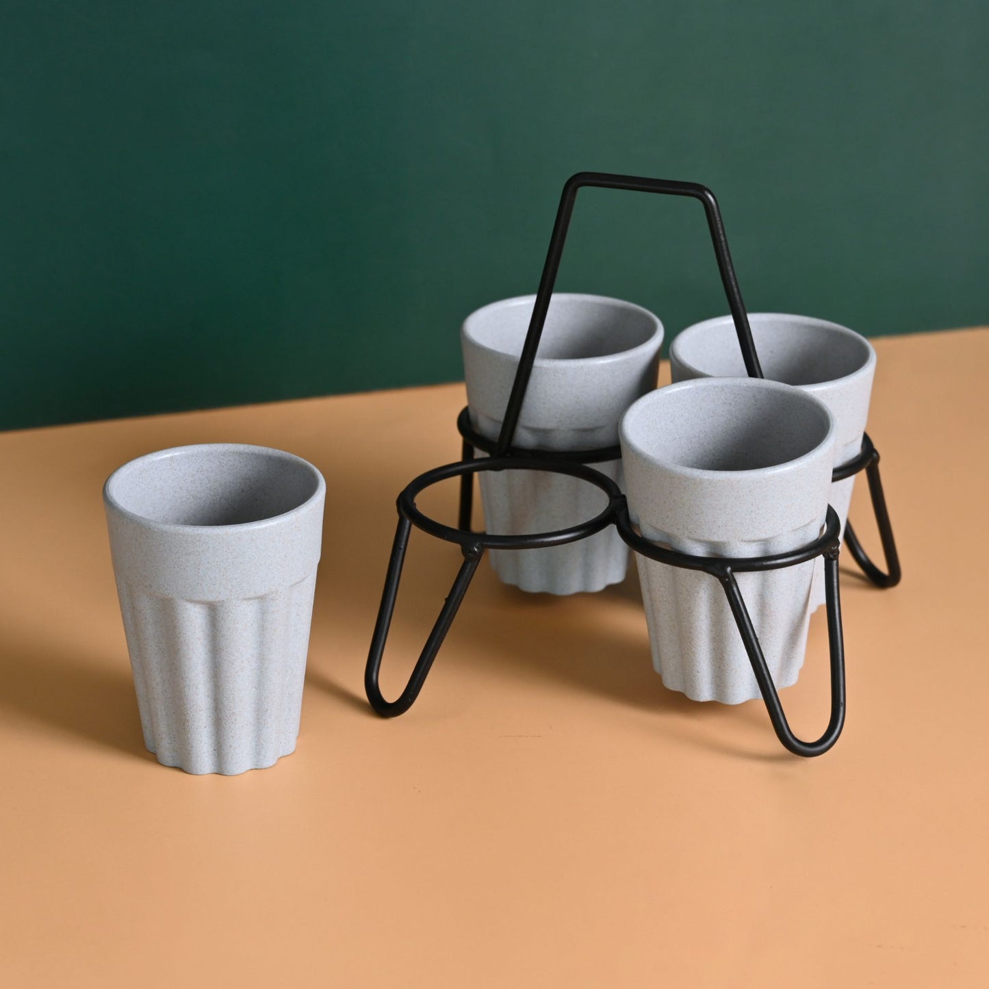 Cutting Chai Cups With Stand 100 ml 4 cup stand