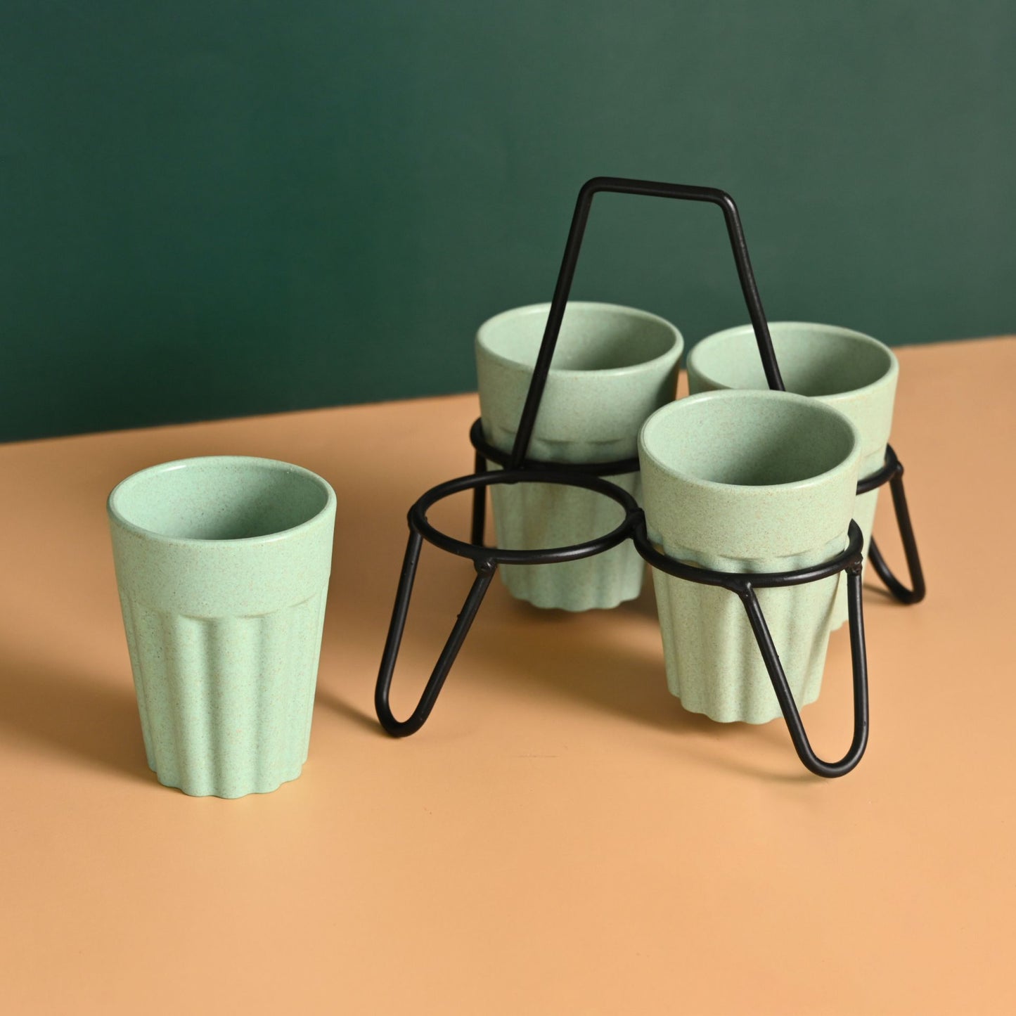 Cutting Chai Cups With Stand 100 ml 4 cup stand
