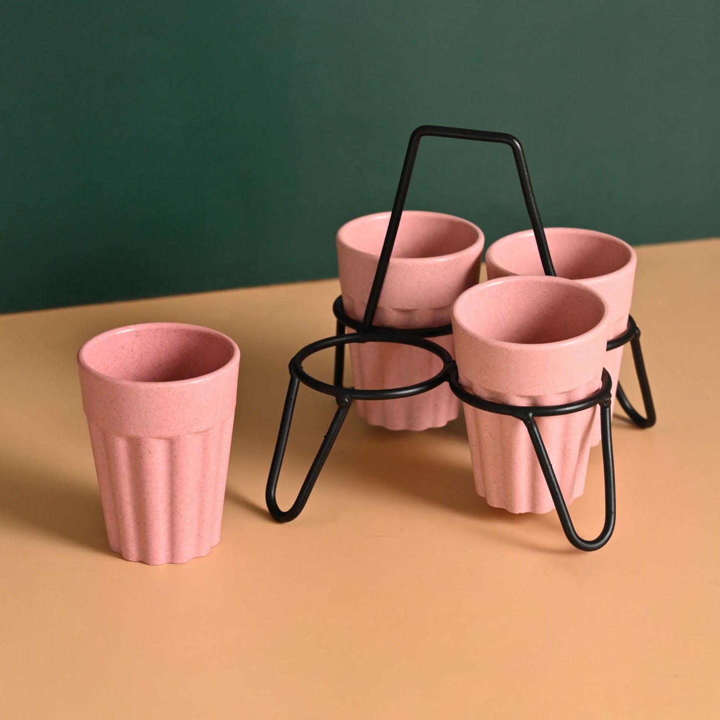 Cutting Chai Cups With Stand 100 ml 4 cup stand