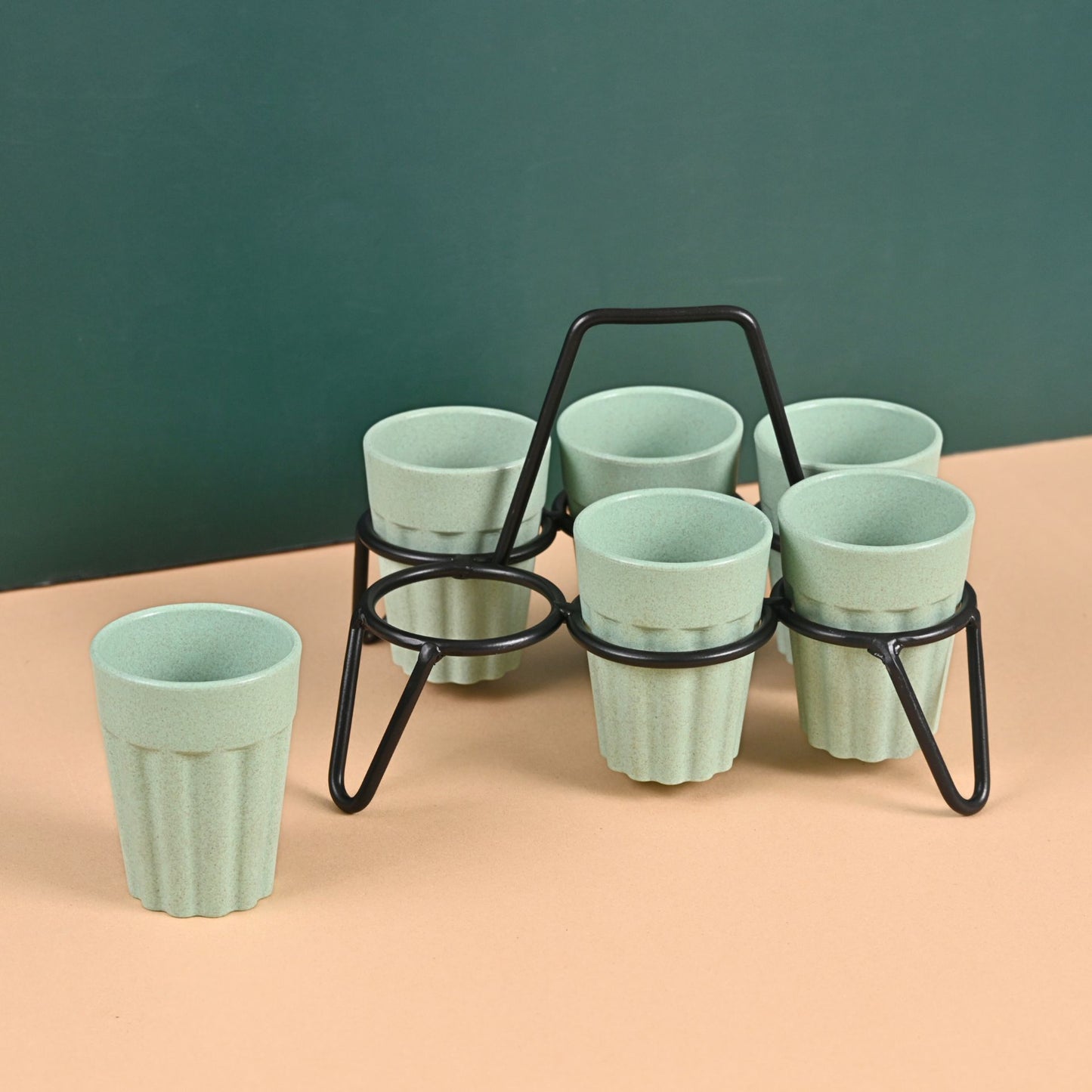 Cutting Chai Cups With Stand 100 ml , 6 cup stand
