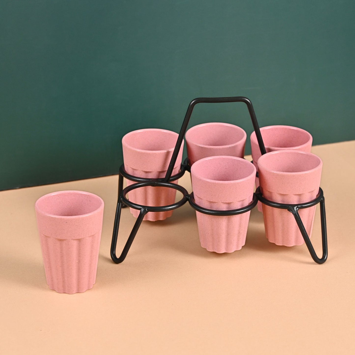 Cutting Chai Cups With Stand 100 ml , 6 cup stand